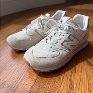 New Balance 574 Cream and Tan Sneakers
